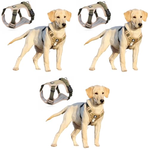 Qpets® Dog Harness No-Pull Pet with Safety Reflective Strip for Large Size Control Handle Belt Outdoor Oxford Cloth Vest Khaki XL Suitable for 22.5-45kg 3 PCS Qpets® Dog Harness No-Pull Pet with Safety Reflective Strip for Large Size Control Handle Belt Outdoor Oxford Cloth Vest Khaki XL Suitable for 22.5-45kg 3 PCS